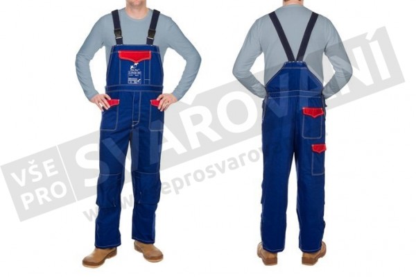 Svářečské bavlněné ohnivzdorné kalhoty s laclem (4)