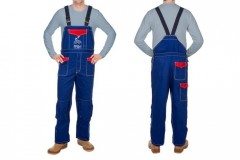 Svářečské bavlněné ohnivzdorné kalhoty s laclem